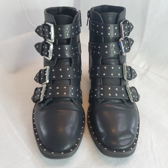 Forever 21 studded buckle strap combat boots size 5 - Picture 4 of 8